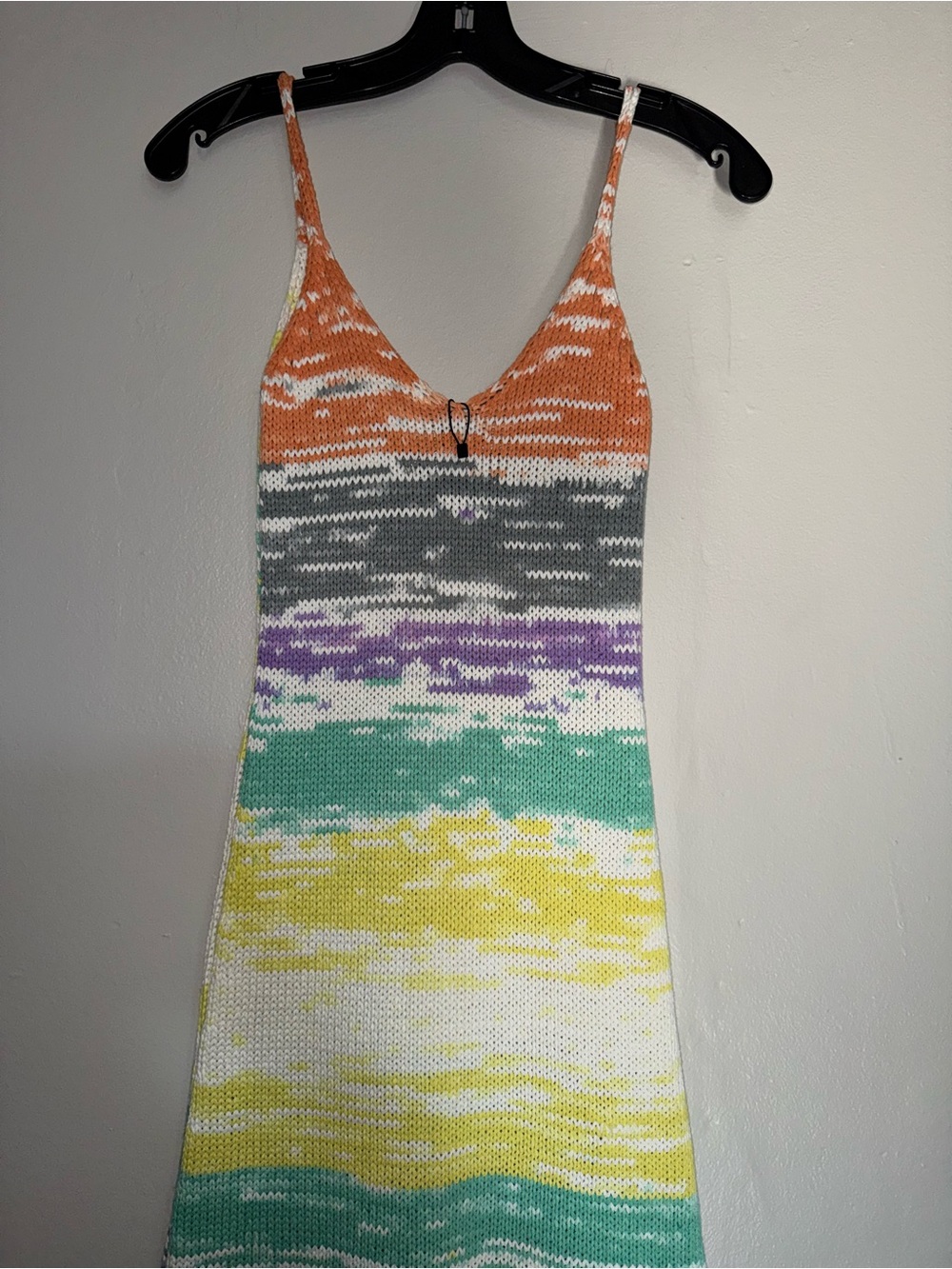 Zara Striped Knit Midi Dress in Pastel Orange, Green, Purple, Yellow - Picture 7 of 13